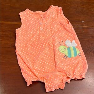 Carter's Coral Pink Polka Dot Baby Romper
